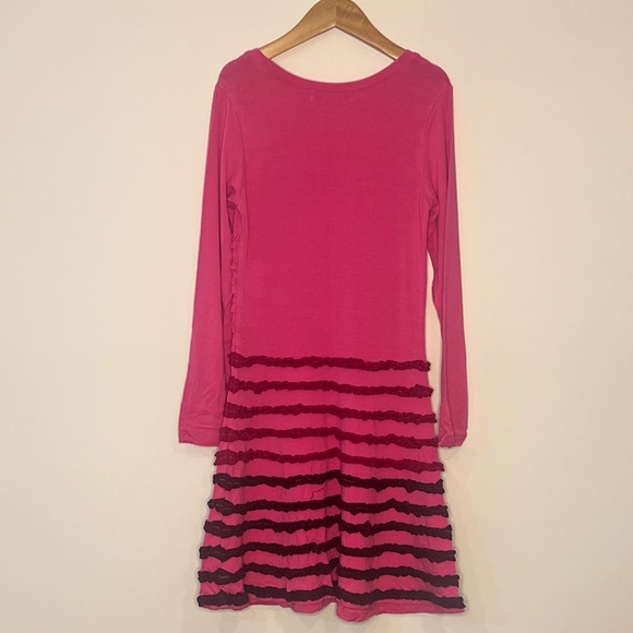 HALABALOO Girl's Dress in Pink/Purple with ruched detailing and floral accents - Picture 2 of 3